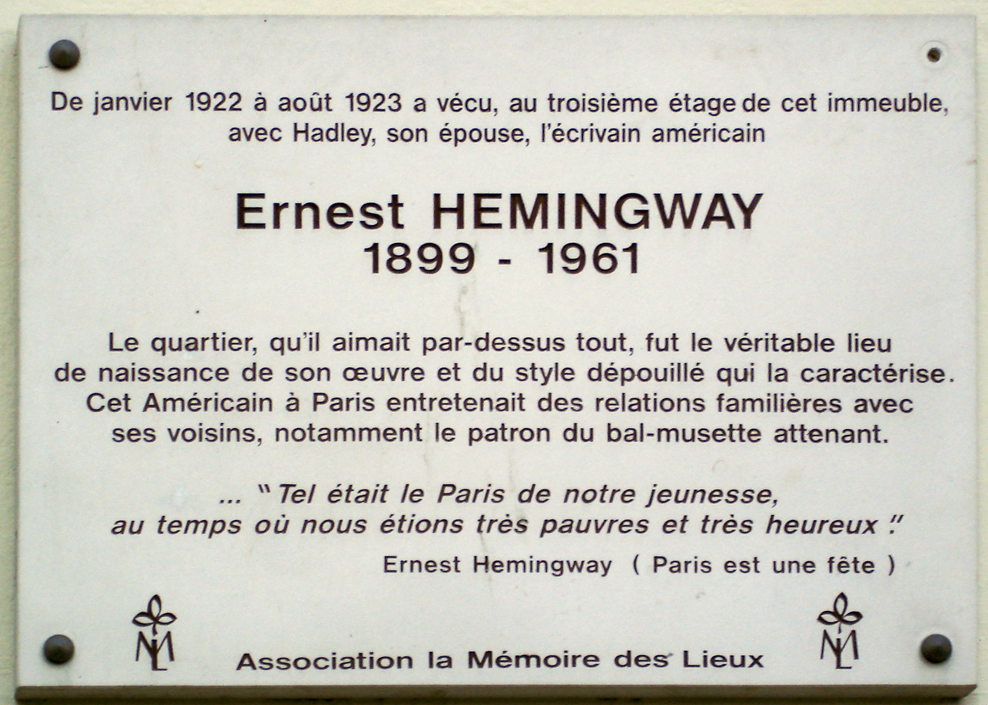 Hemingway's Apartment Area